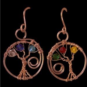 Tree of Life Earrings Hand Made with crystals